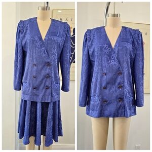 Leslie Fay Royal Blue Floral Suit